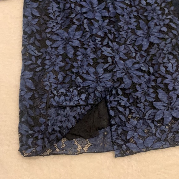 Max Mara dress. 2” above Knee length, Denim, navy lace, with 3” slit back. - Picture 7 of 7